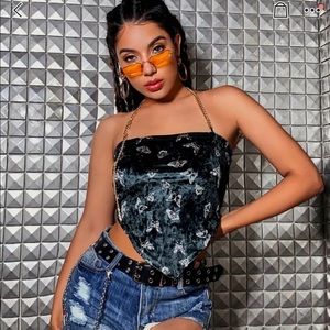 NEVER WORN Shein butterfly chain velvet tube top